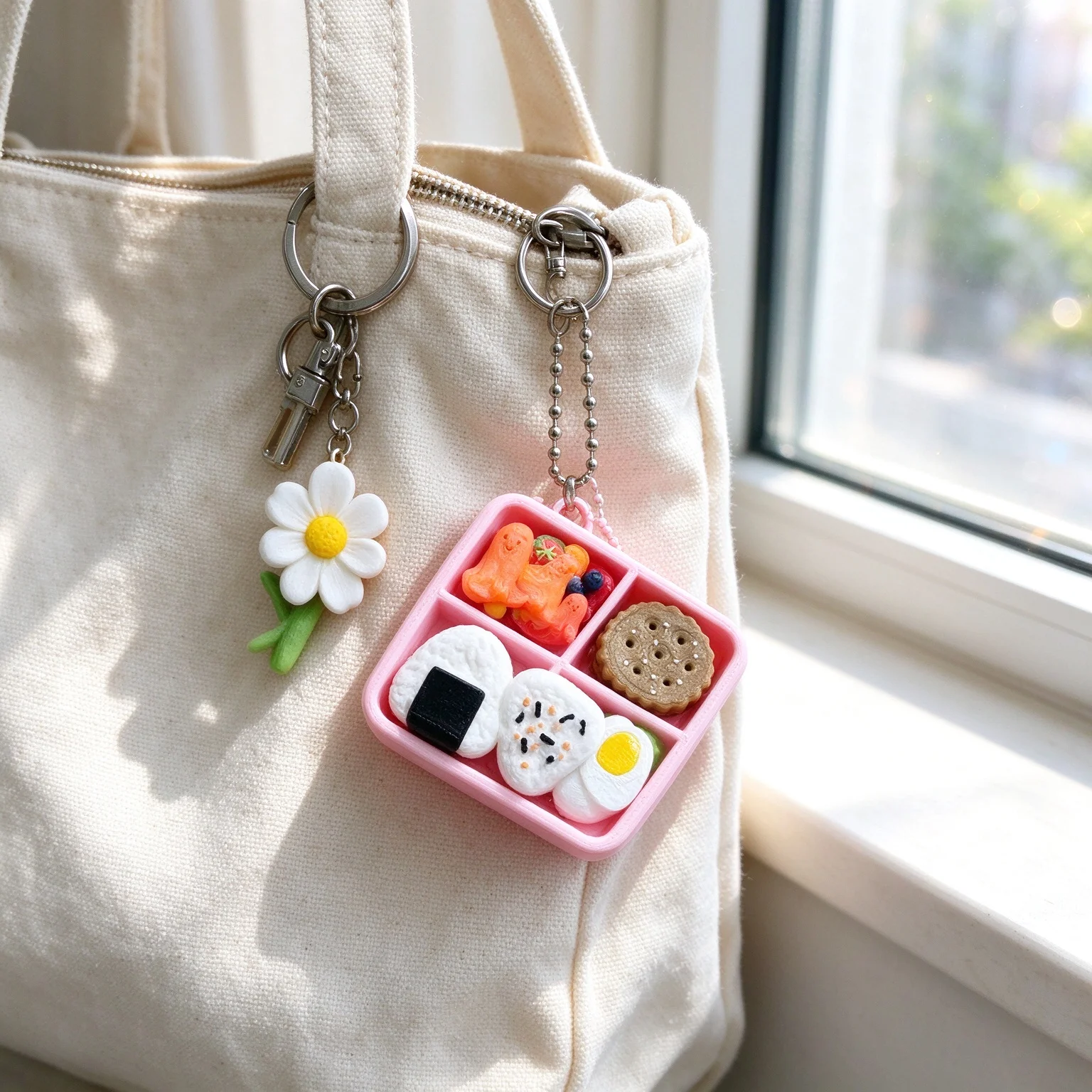 Bread Basket Food Keychain Button with Pendant Accessories Food Series Ornament Keychain