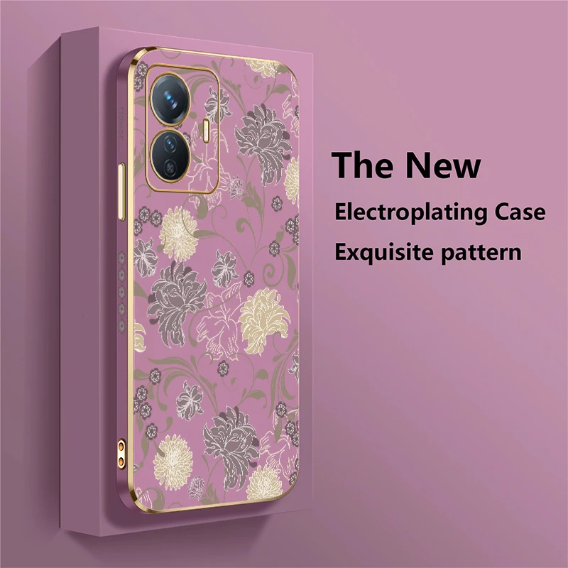 حافظة هاتف واقية مضادة للصدمات لهاتف Vivo V40 V30E V27E V25E V23E V21E V21 V25 V27 Pro V29 V29E غطاء زهور مطلي بالزهور #3