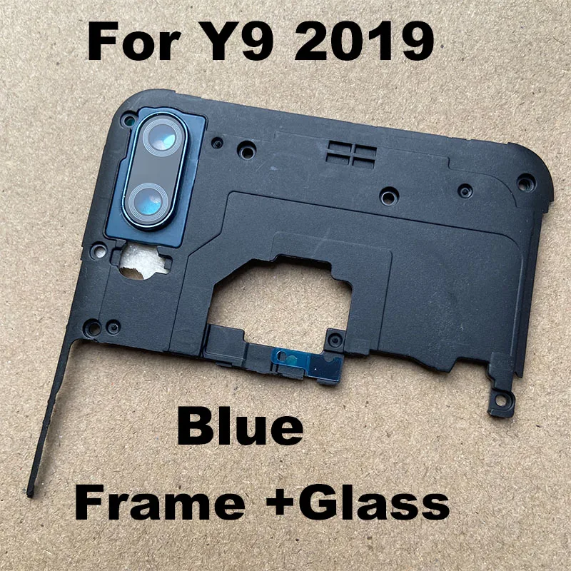 For Huawei Y9 2019 Back Camera Lens Glass With Frame Holder Rear Housing Cover Repair Replacement Parts