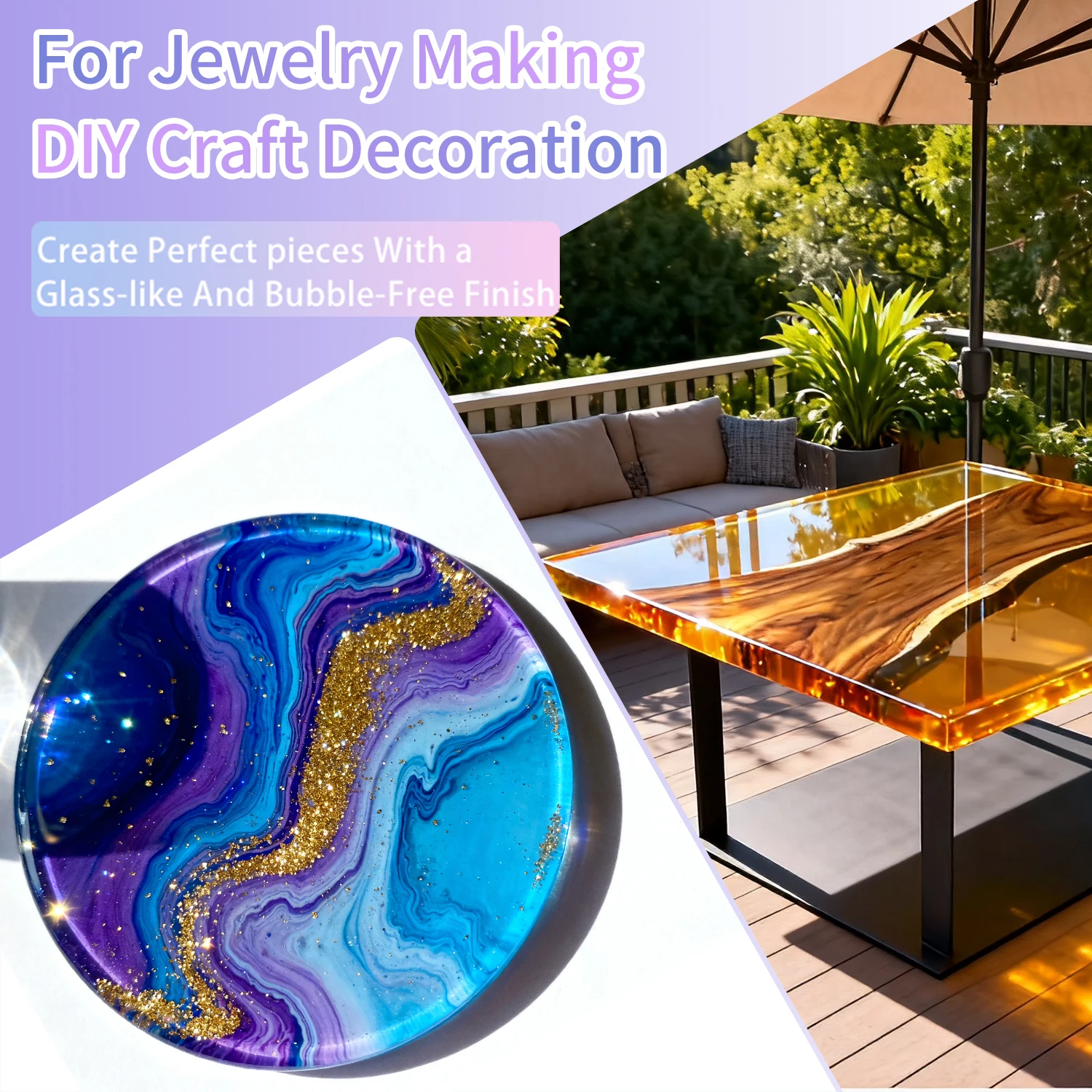 200g UV Resin Crystal Clear Hard UV Cure Epoxy Resin, Upgraded Formula UV Resin, Solar Activated Glue Kit Transparent Resin view 4