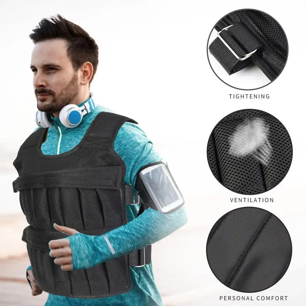 3/15/20/35/50kg Workout Weight Jacket Adjustable Weighted Exercise Vest Workout Equipment for Running Training Jogging Walking