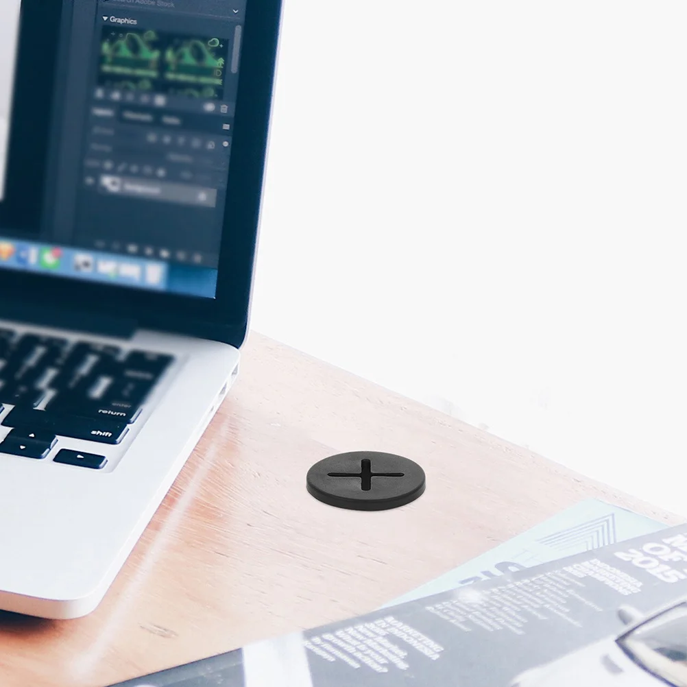 

20Pcs Black Flexible Desk Hole Cover for Cables Cable Cord Grommet Wire Organizer Grommet Covers for Office Furniture Desk