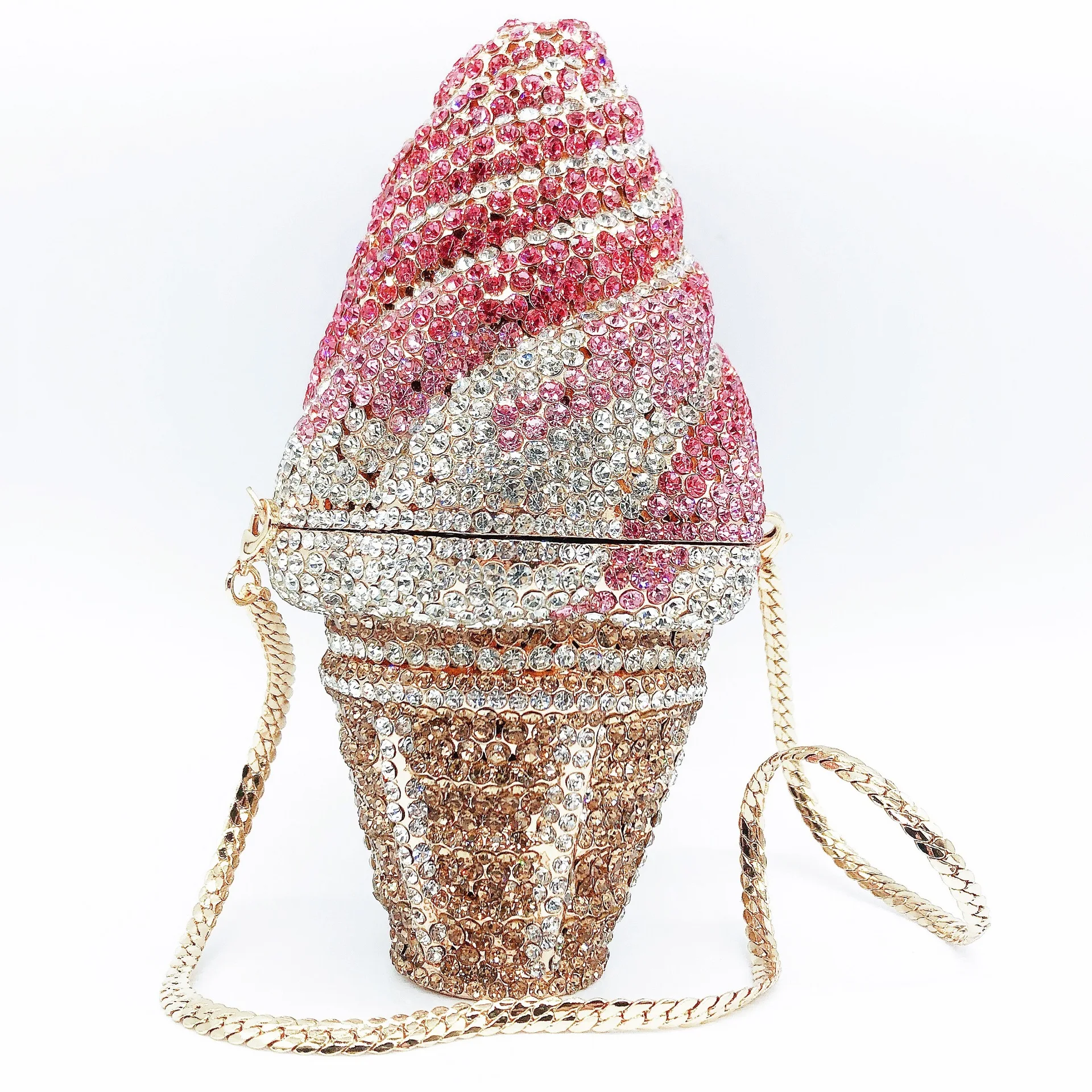 

Luxury Diamonds Ice Cream Evening Bag Crystal Handbags Rainbow Rhinestone Shoulder Crossbody Bag Designer Bags Wedding Clutch