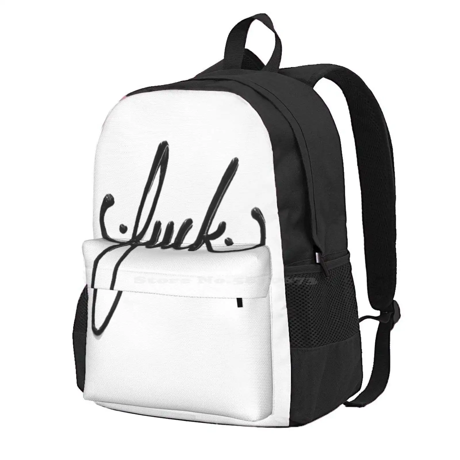 Cursive Curse Hot Sale Schoolbag Backpack Fashion Bags Text Tumblr Swear Words Grunge Simple Black And White Indie