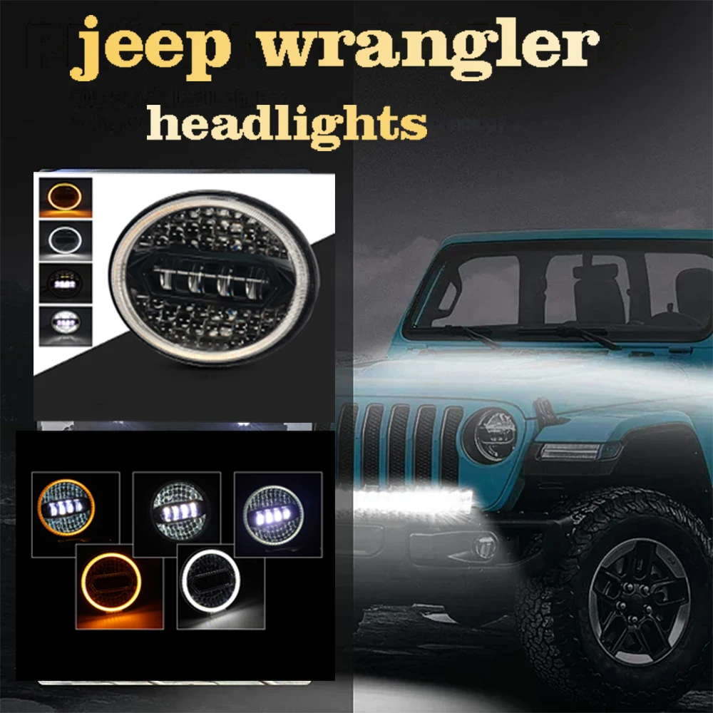 

7-inch LED Wrangler headlights, suitable for Jeep 60W headlights, integrated far and near beams, round LED headlights