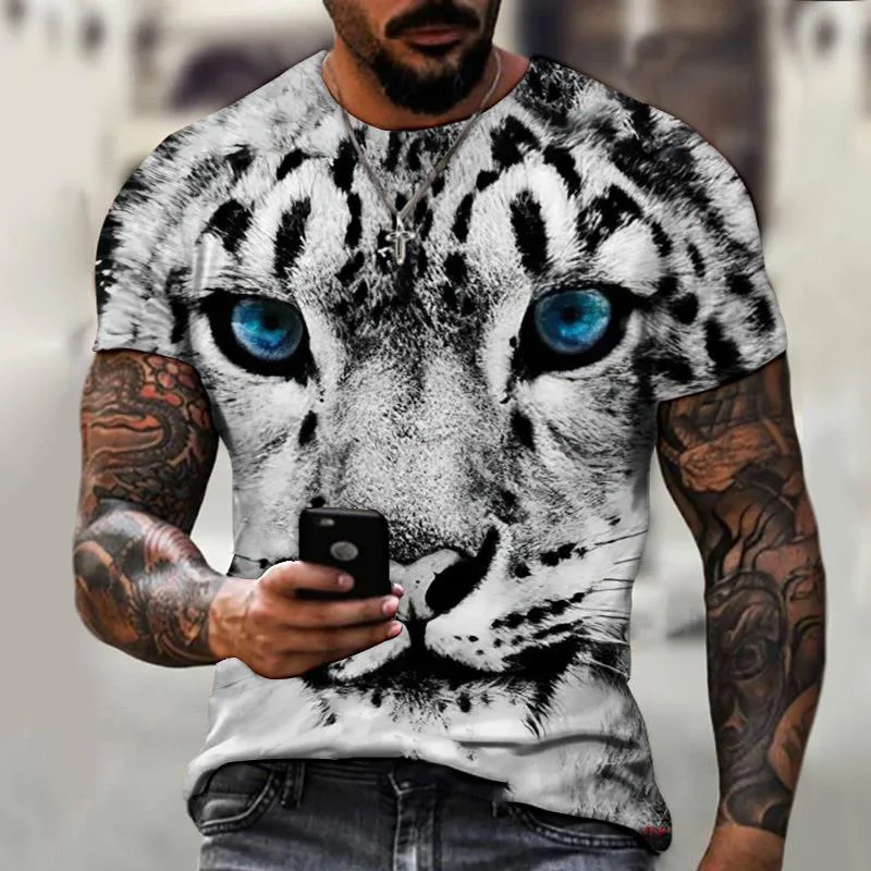 Camiseta de manga corta para hombre, camisa con estampado digital 3D de tigre león, 1 Patrón, para deportes al aire libre, novedad de 2024