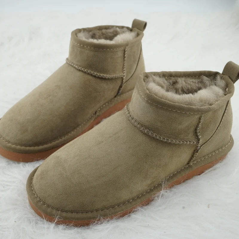 Genuine Sheepskin Leather Snow Boots for Women 100% Natural Fur Warm Winter Boots Woman Classic Simple Lightweight Ankle Boots