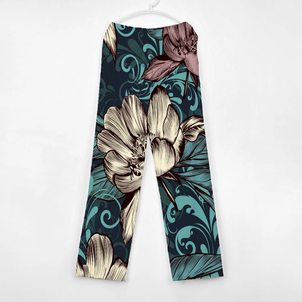 Bloem Pyjama Broek Heren Dames Loungebroek Superzacht Unisex Slaap Pyjama Broekje Met Zakken Trekkoord