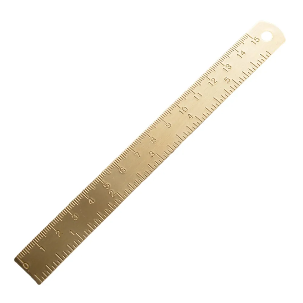 Multifunction Brass Straight Ruler 12/15cm 1mm Thicken Scale Ruler Measuring Tool Bookmark Ruler Gift