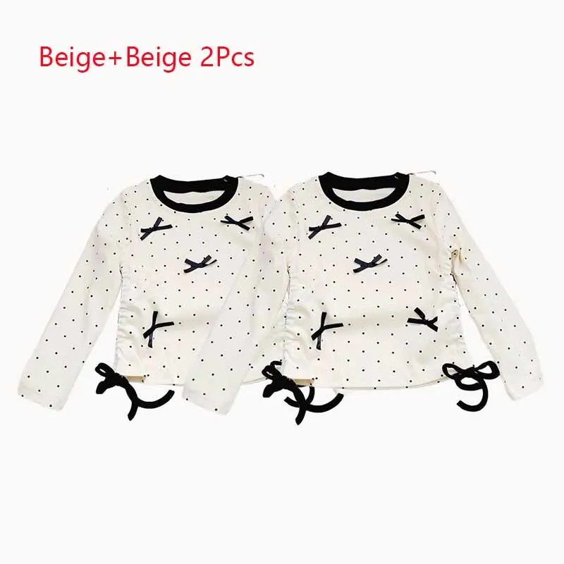 2Pcs Spring T-Shirt Girls Long-Sleeved Tops Kids Bow Cute Blouse New Baby Sweet Bottoming Shirt Autumn Children Fashion Clothes