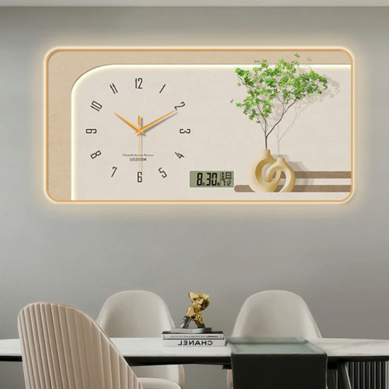 Kawaii Living Room Wall Clock Aesthetic Display Temperature Items Art Wall Clock Rectangle Modern Reloj De Pared Home Decor