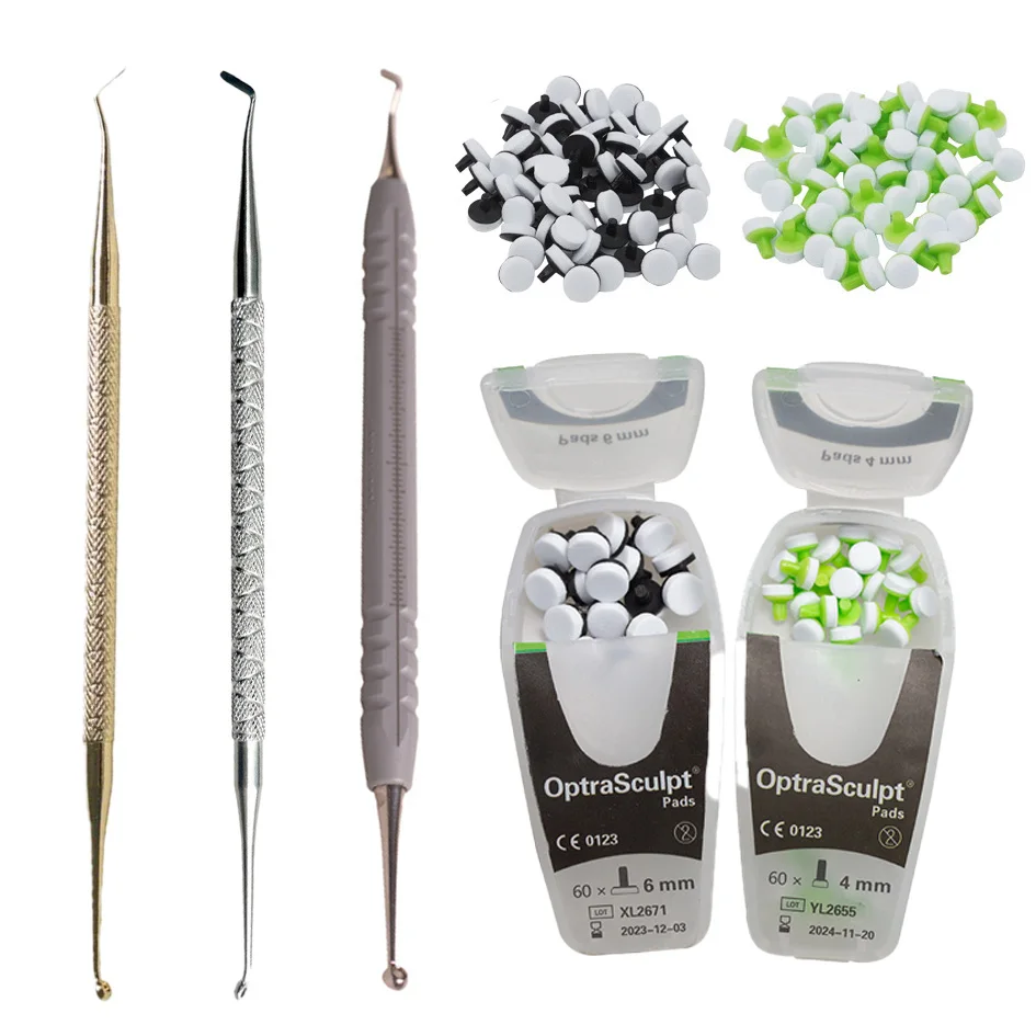 

Dental resin filling kits, shaping tools, light-curing trays for composite resin, quick-drying foam pads, handpiece trimmers