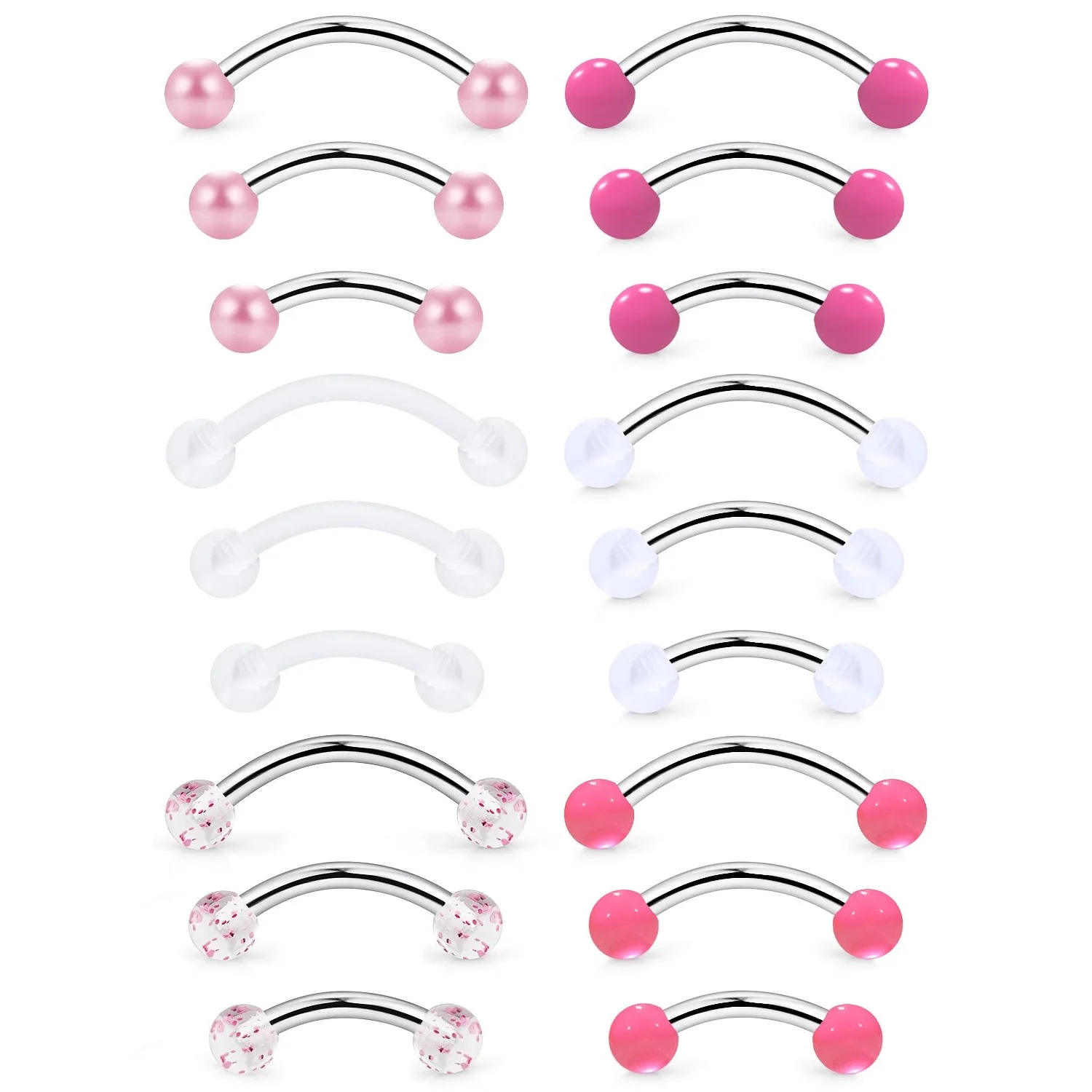 16g 6/8/10mm Eyebrow Rook Vertical-Labret Anti-Tragus Christina Daith Belly-Button Bridge Hood Surface Curved Barbell Piercing