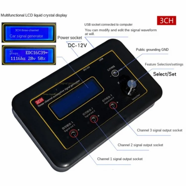 3CH Three-channel Automobile Signal Generator ECU Computer Maintenance Tester Crankshaft Camshaft Sensor Simulator