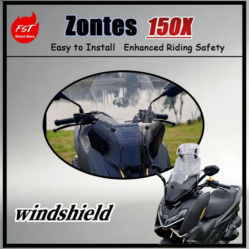 FOR Zontes 150X Forza Design Windshield Forward Bracket with Mirror - Factory-Perfect Seamless Fit Anti-Glare Feature