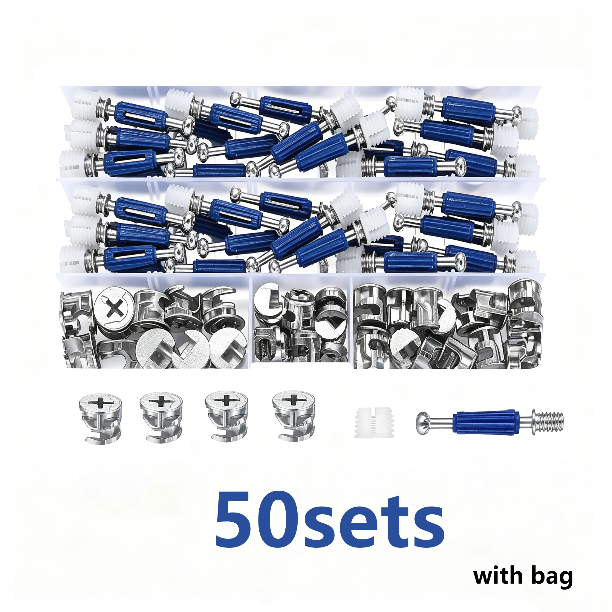 10-50Pcs Heavy-Duty Premium Furniture Connectors–Cam Locks with Fastening Fittings&Lock Nuts for DIY Furniture Assembly&Repair