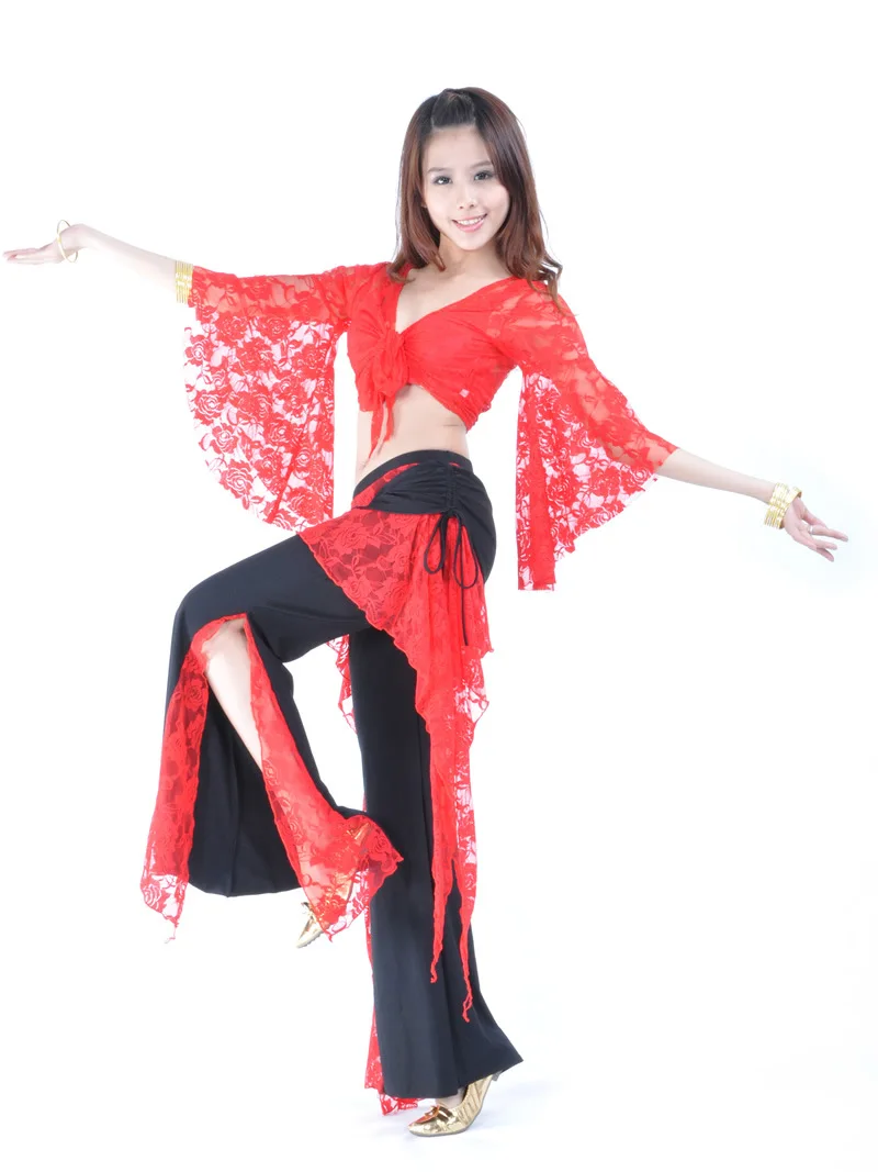 Belly dancers Tops Lace Pants Costumes Tassels Sexy Stage Performance Dacne Accessories Dance prop