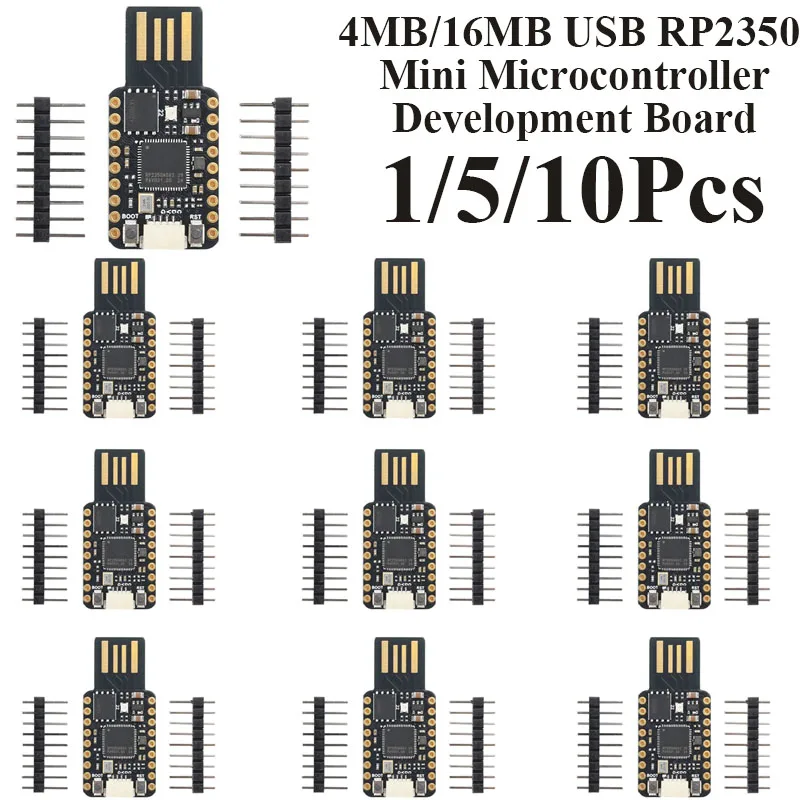 1~10Pcs USB RP2350 Mini Microcontroller Development Board 4MB /16MB Optional Flash Dual-Core Dual-Architecture RP2350A