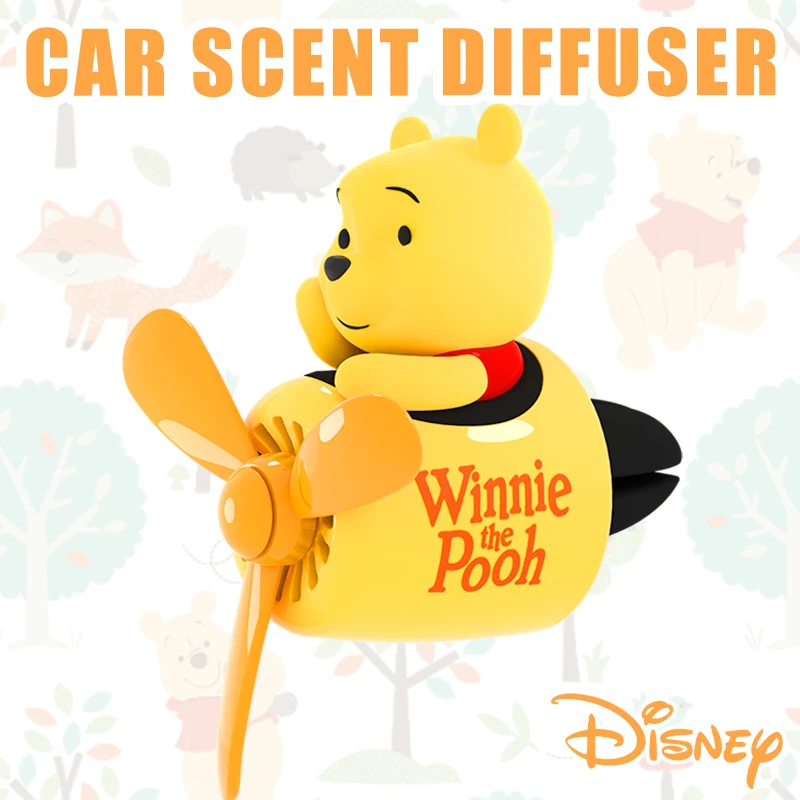Diffuseur de parfum pour voiture Disney Winnie l'ourson, motif pilote, mignon et amusant, accessoires décoratifs rotatifs en forme d'avion