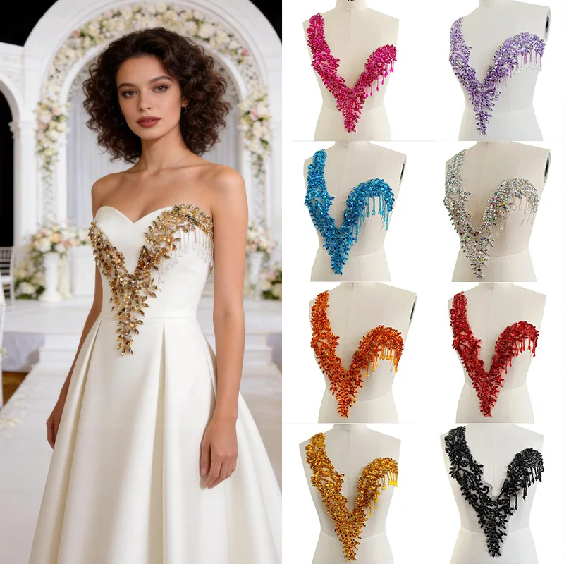 

Многоцветный бисерный бриллиантовый кристаллический декор для вечернего платья с одним плечевым ремнем, украшение из стразов