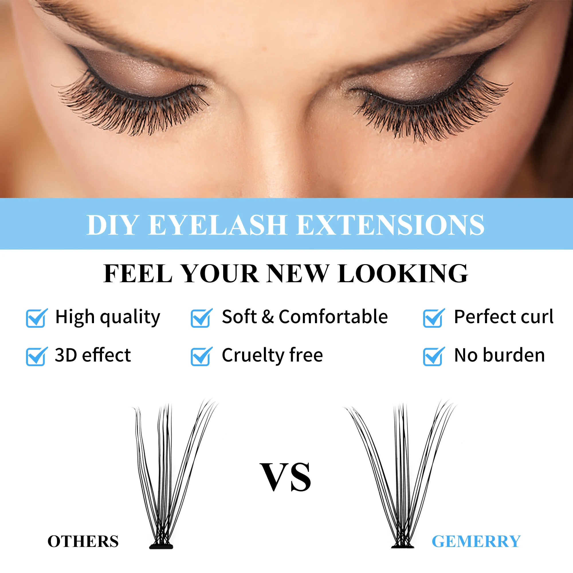 False eyelashes  30P 40P DIY Clusters  Makeup Gemerry   lashes   Russia High Quality Eye Lashes Soft Natural Lashes