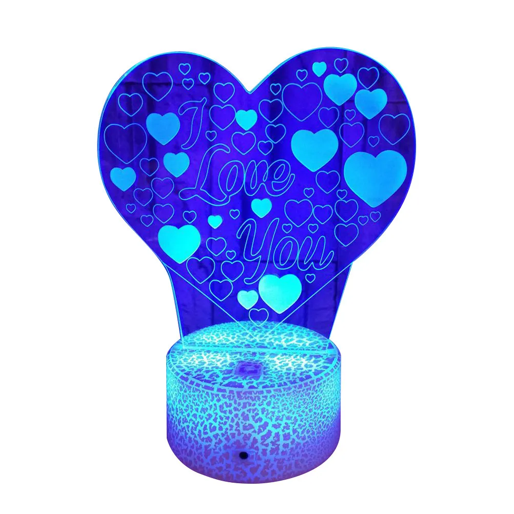 3D Heart Night Light Color Changing Touch Lamp Rgb Illusion Light for Valentines Day Home Office Party Decor Gift Lamp