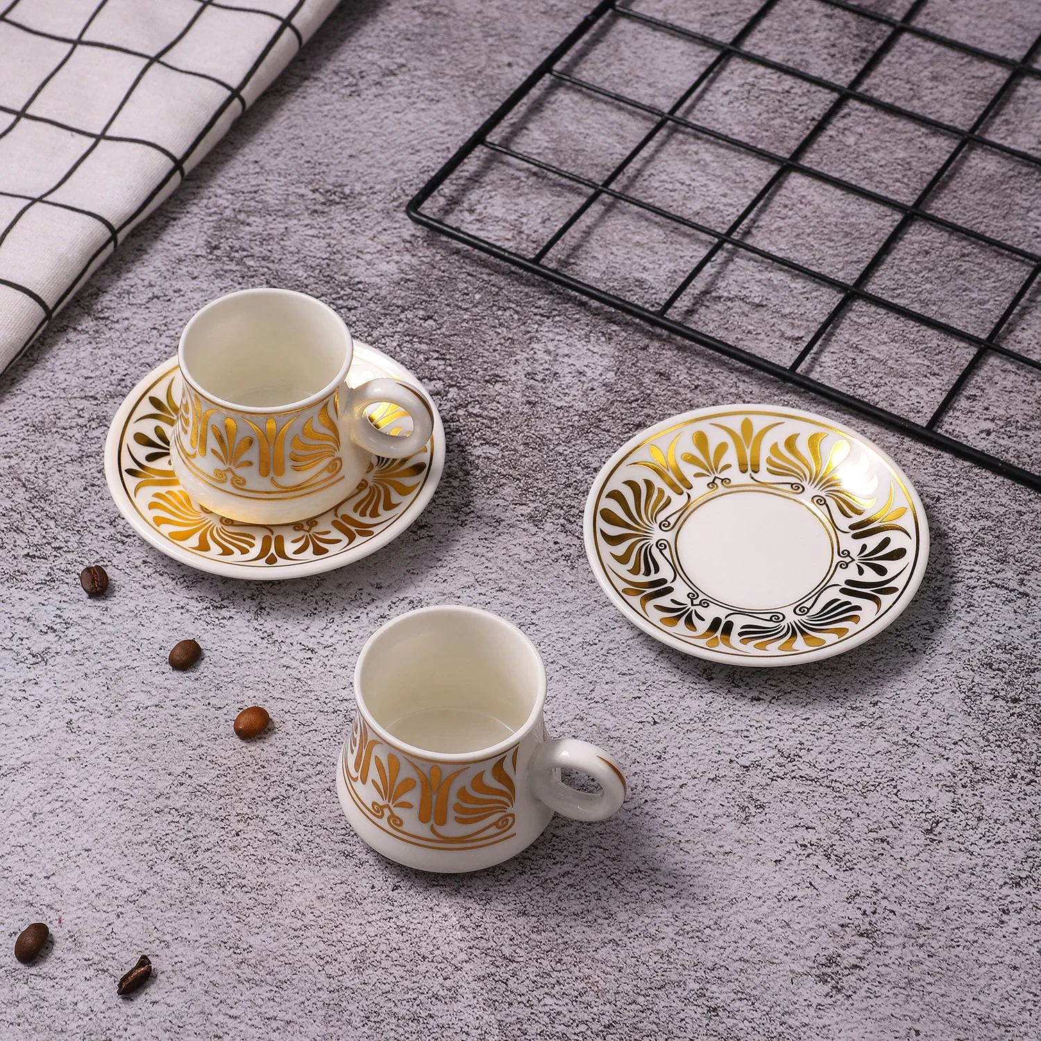 

# European Ceramic Coffee Cup Tea Saucer Set, Electroplated Ceramic Cup Gift Box Set #