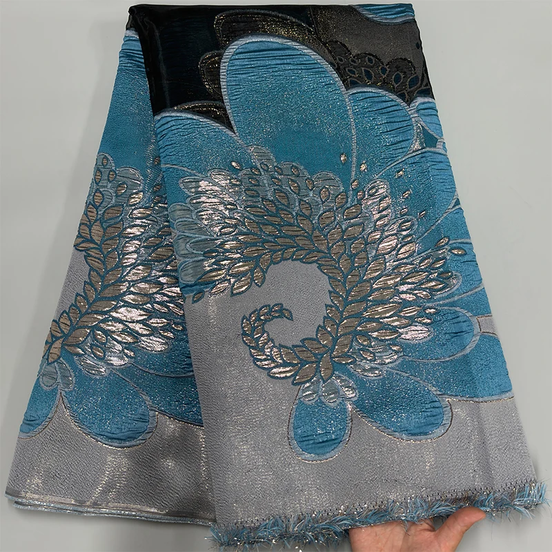 

African Damask Gild Lace Fabric High Quality 2025 Nigerian Brocade Jacquard Lace French Tulle Lace Satin For Luxury Dress