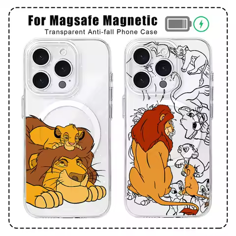 Lion King Simba For Magesafe Magnetic Phone Case for Samsung Galaxy S24 S23 S22 S21 Ultra Plus 5G S20 FE Note 20 10 Clear Cover