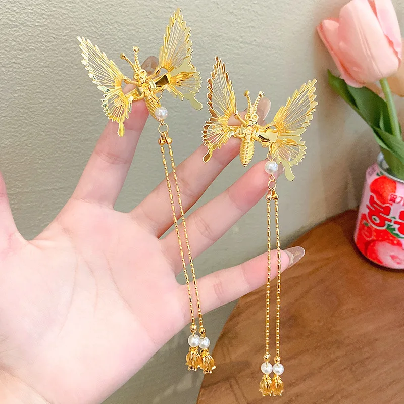 New Cute Moving Butterfly Hairpin Girls Tassel Barrettes Hair Accessories Shaking Move Wing Top clip Bangs Clip Jewelry