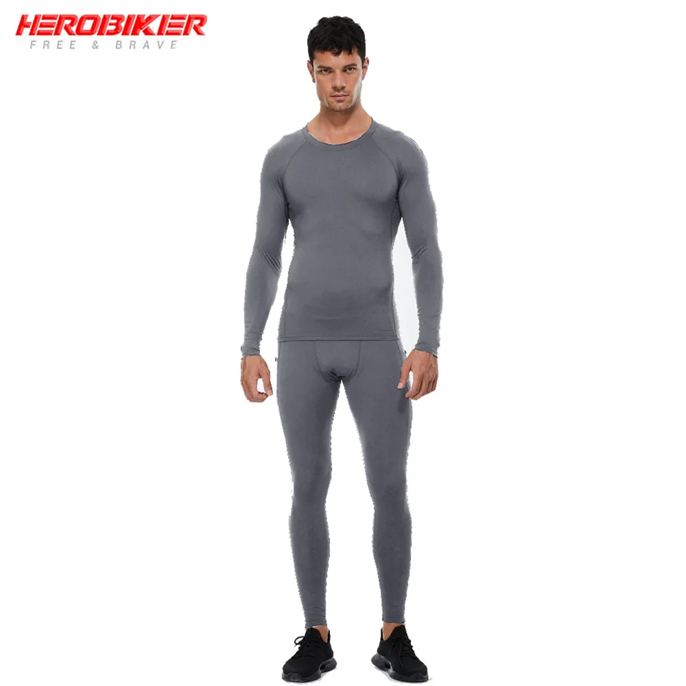 

Winter Fleece Lined Thermal Underwear Suit Men Warm Lingerie Motocross Base Layers Tight Long Johns Shirts & Tops Bottom Set