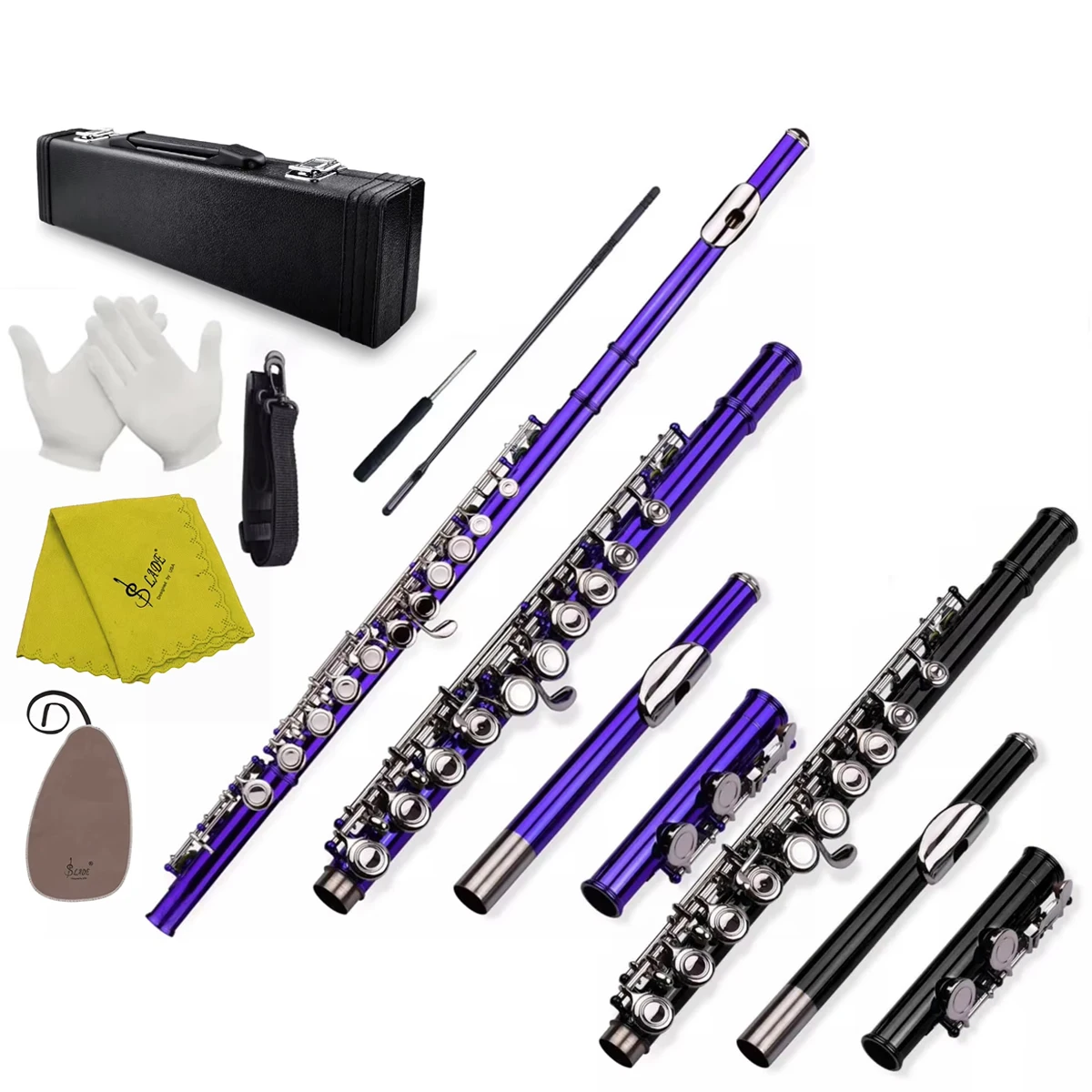 

SLADE 16 C-Slot Holes Flute Purple/Black Flute Professional Beginner Student Flute with Box Gloves Cleaning Kit