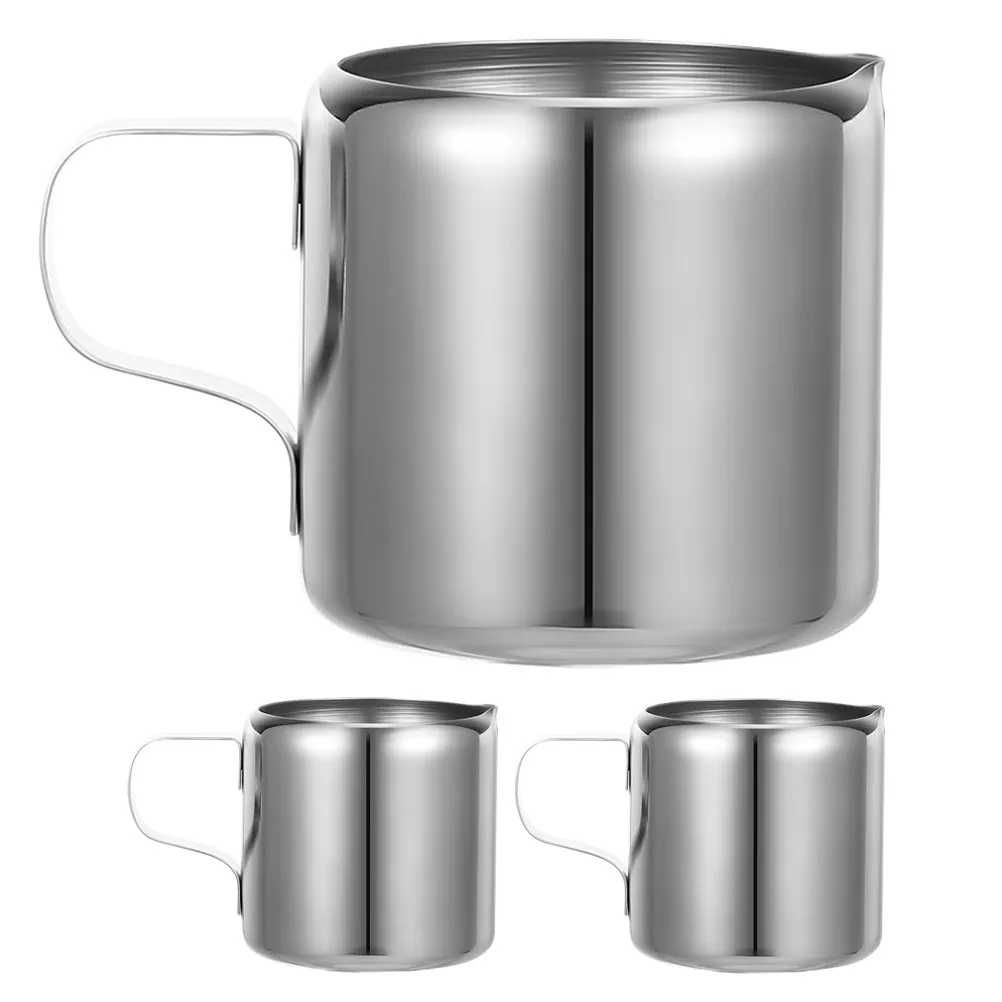 

3Pcs Stainless Steel Milk Frothing Pitcher Set for Espresso Latte Art Steaming Mixing Melting Easy Clean Sleek Kitchen Accessory