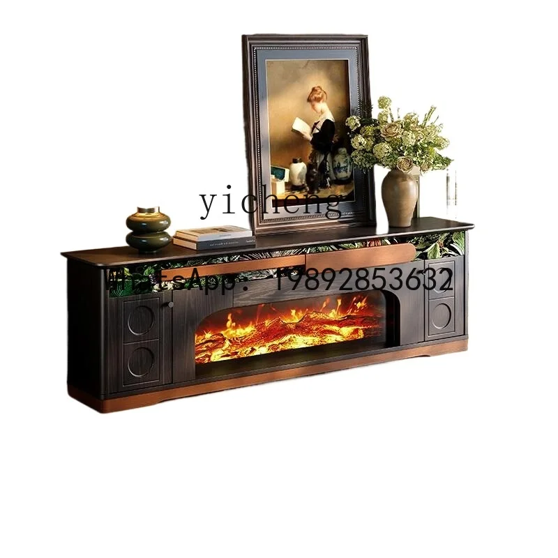 retro fireplace TV cabinet living room electronic heating fireplace decorative cabinet