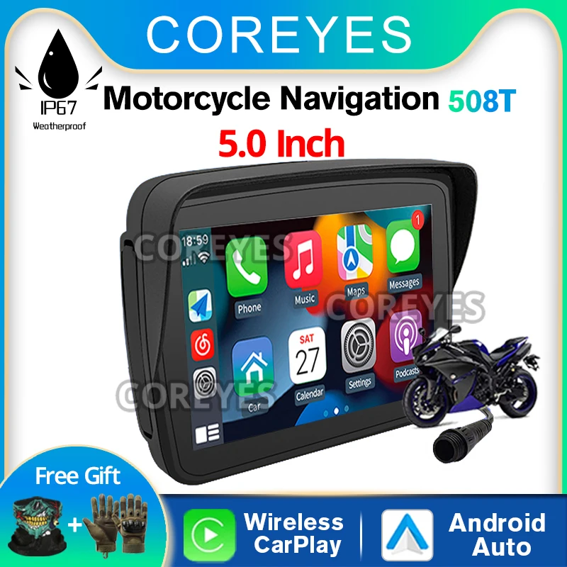 COREYES 508T motorfiets scherm Carplay Moto navigatie waterdicht scherm Xadv draagbare motorfiets draadloze Android Auto Monitor