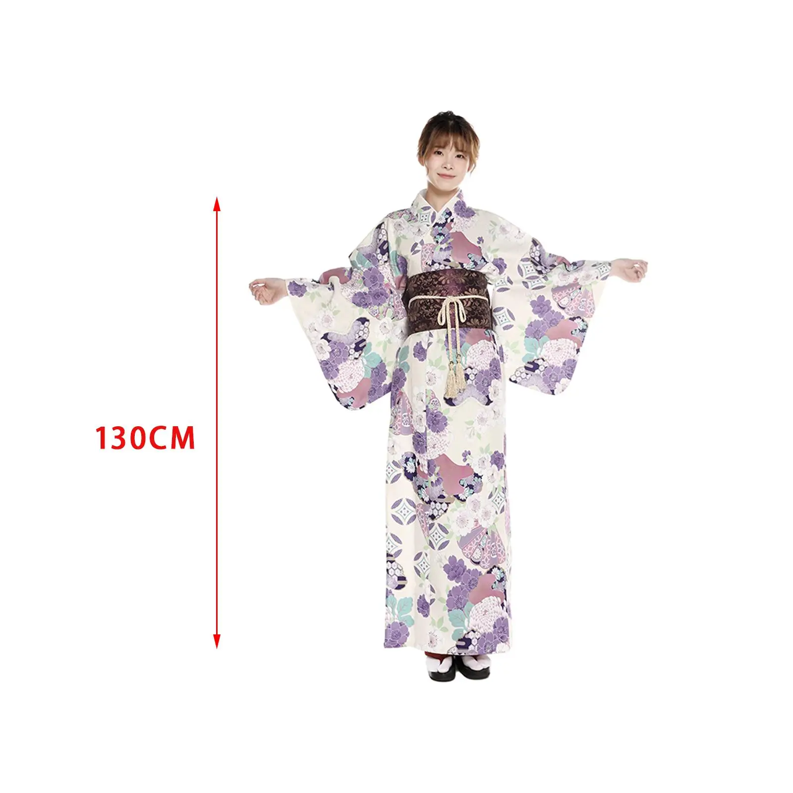 Women's Japanese Kimono Sleepwear Cosplay Floral Print Comfortable Kimono Maxi Kimono Long Robe Bathrobe for Halloween Home