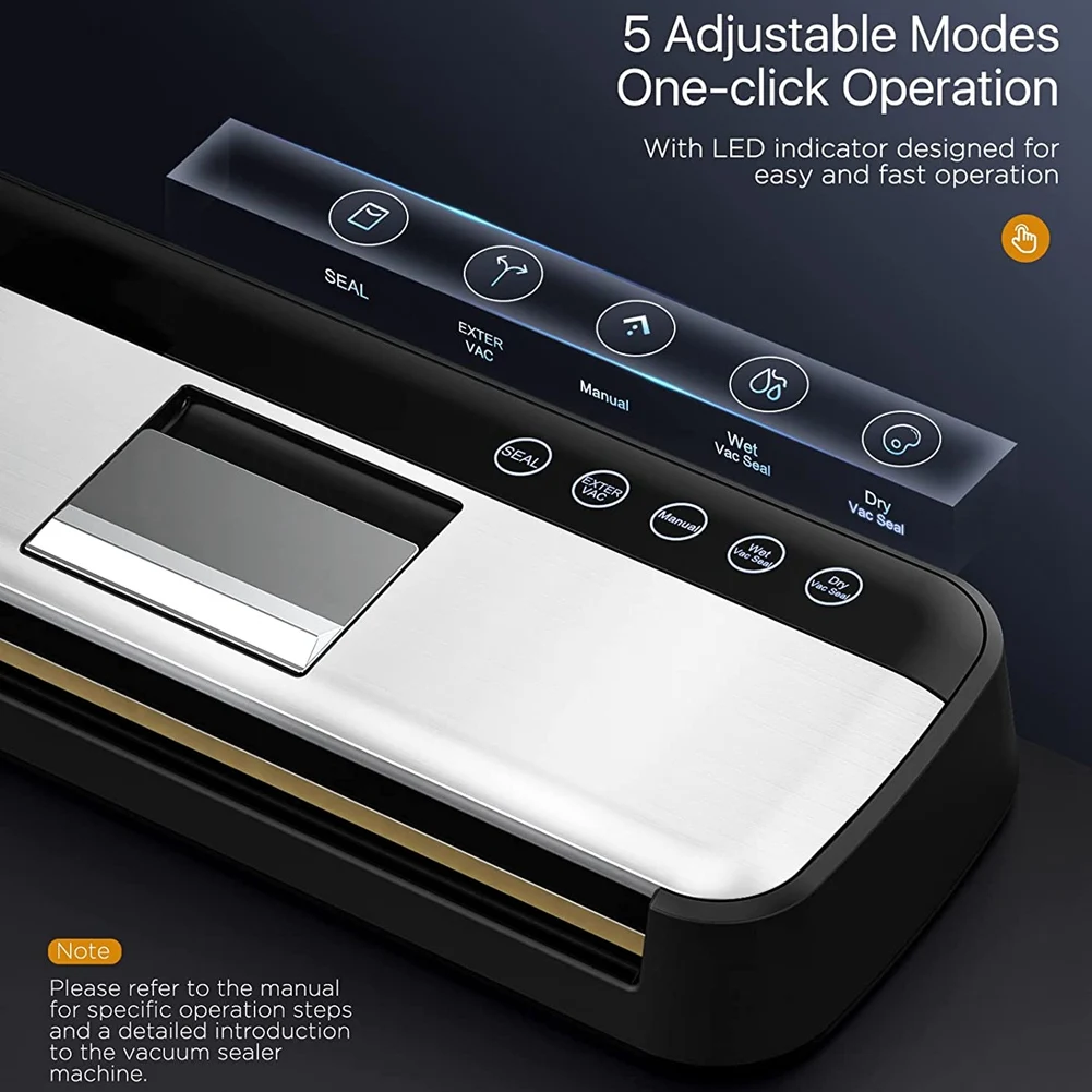 Automatic Vacuum packaging Machine LED Touch Panel 125W Hands Free Pressing Household Vacuum Food Sealing Vacuum Sealer Machine