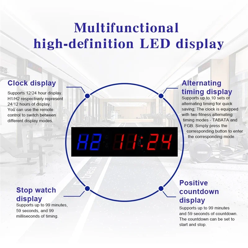 

ABGG-Multifunctional Portable Digital Timer Remote Control For Gym Use Count Down/Up Clock Workout Fitness Clock For Boxing EU P