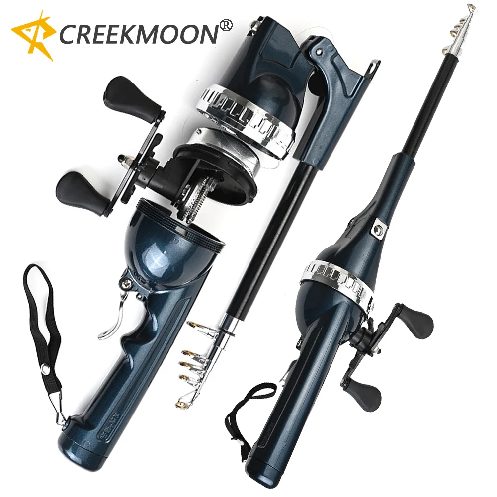 

Upgraded 1 Set Mini Folding Double Handle Sea Fishing Rod Foldable Telescopic Travel Fighing Pole Reel Combo with Line Tackle