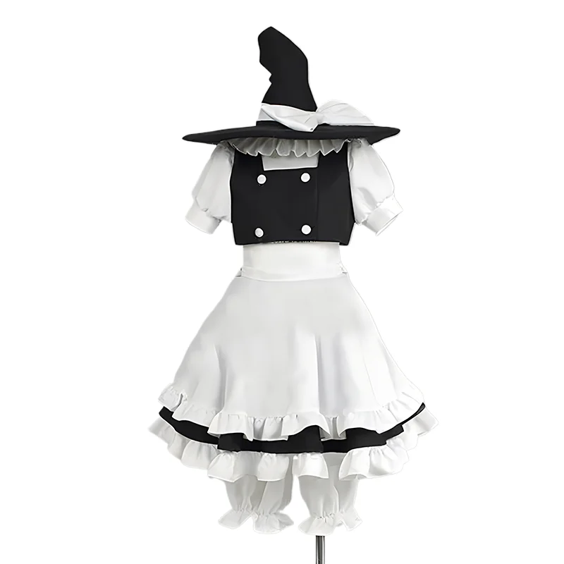 TouHou Project Kirisame Marisa Maid Dress Cosplay Full Set With Hat Costume Uniform