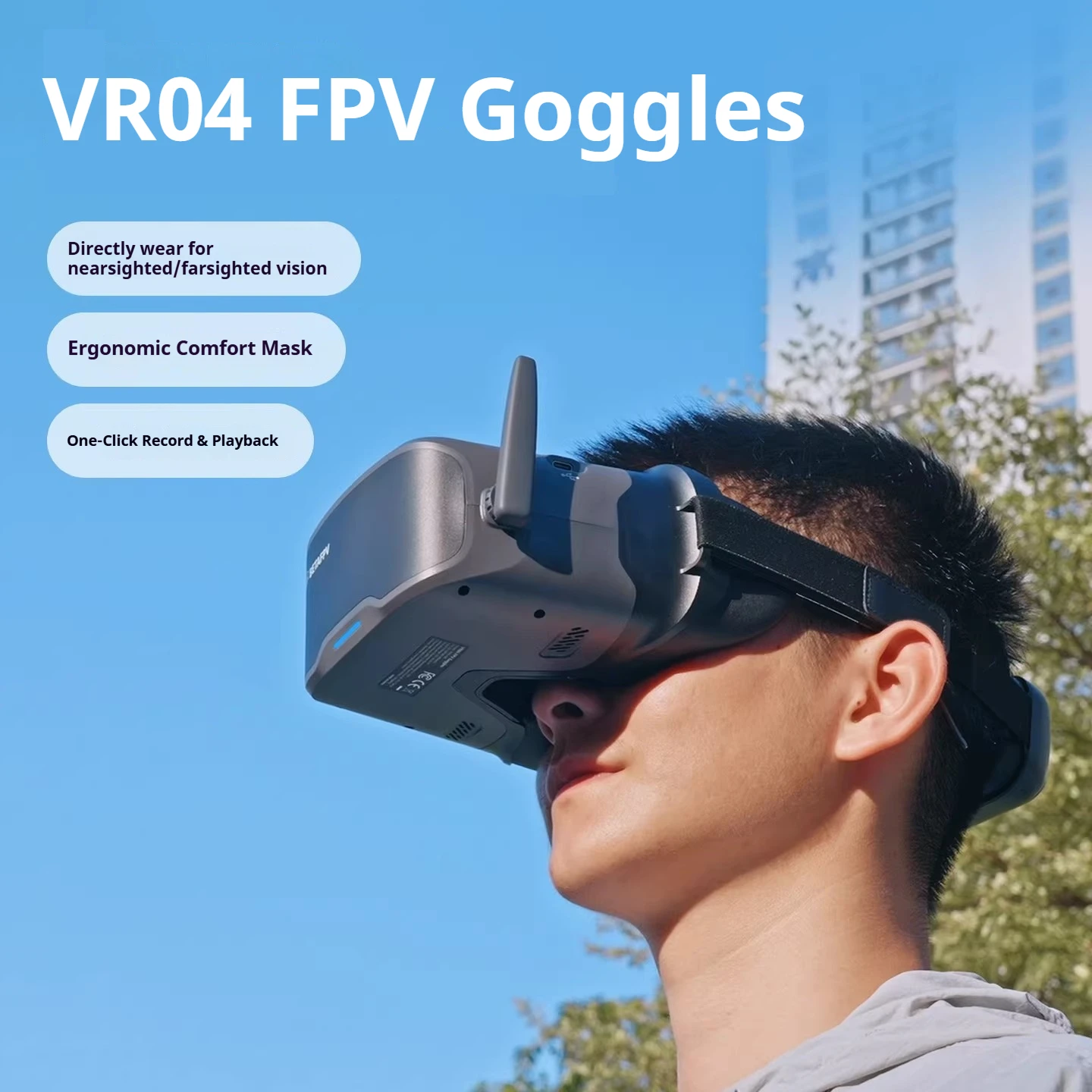 2026 VR04 FPV Goggles Analog Version for Aquila20 Built-in Light-Blocking Padding Type-C Charging Max 1TB MicroSD Slot