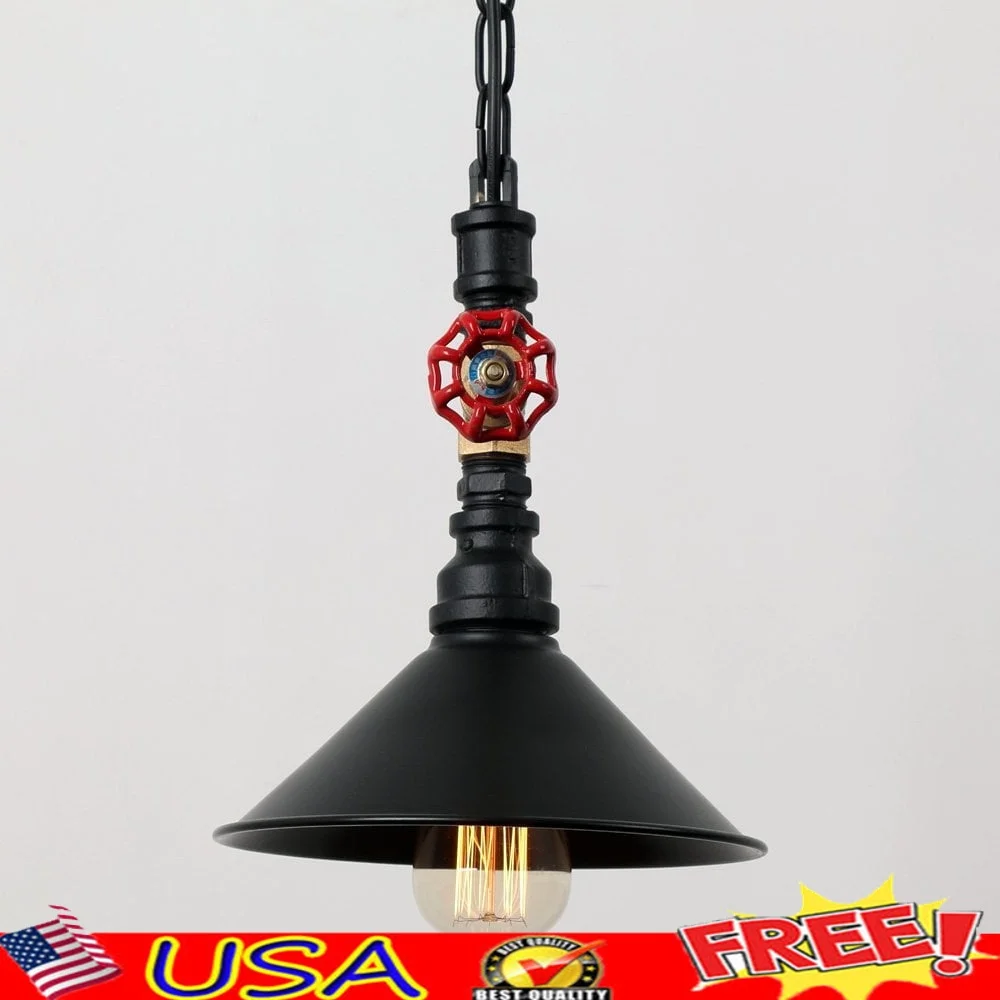 

Rustic Black Metal Shade Water Pipe Pendant Light Fixture Max 60W Ideal Kitchen Dining Room Living Room Foyers