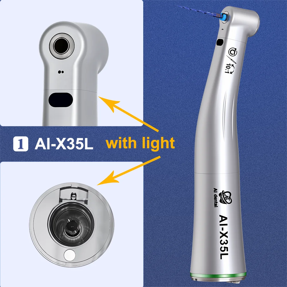 Tandheelkundige lage snelheid handstuk contrahoek met glasvezel AI X-serie X95L/X25L/X15L/X65L