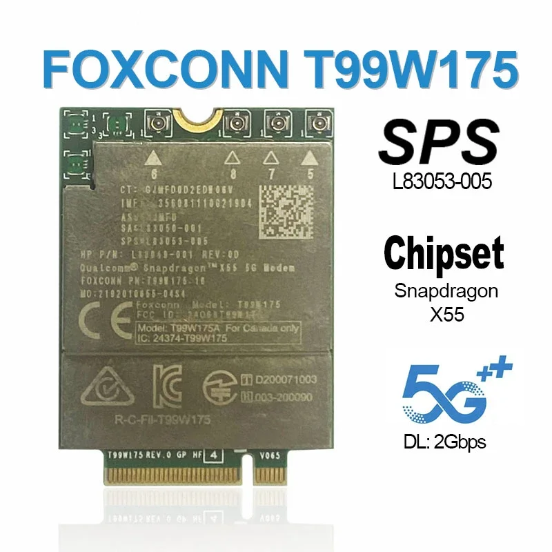 

T99W175 5G NR M.2 5G Card SA#L83050-001 X55 5G Modem for hp Spectre X360 13T-AW200 CONVERTIBLE PC