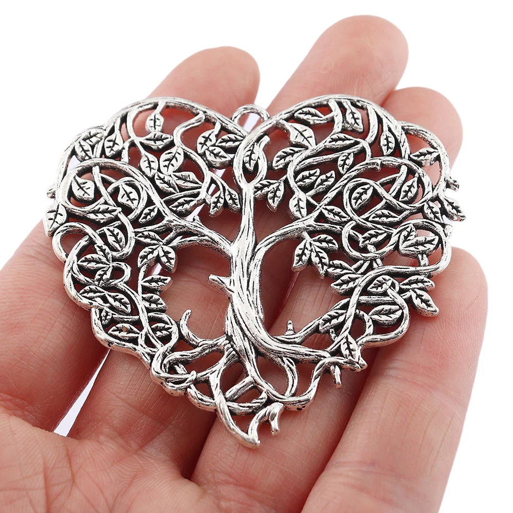 Vintage Large Tribal Metal Heart Charm Pendant Bohemian Handmade Necklace Jewelry Making Accessories Crafts Findings