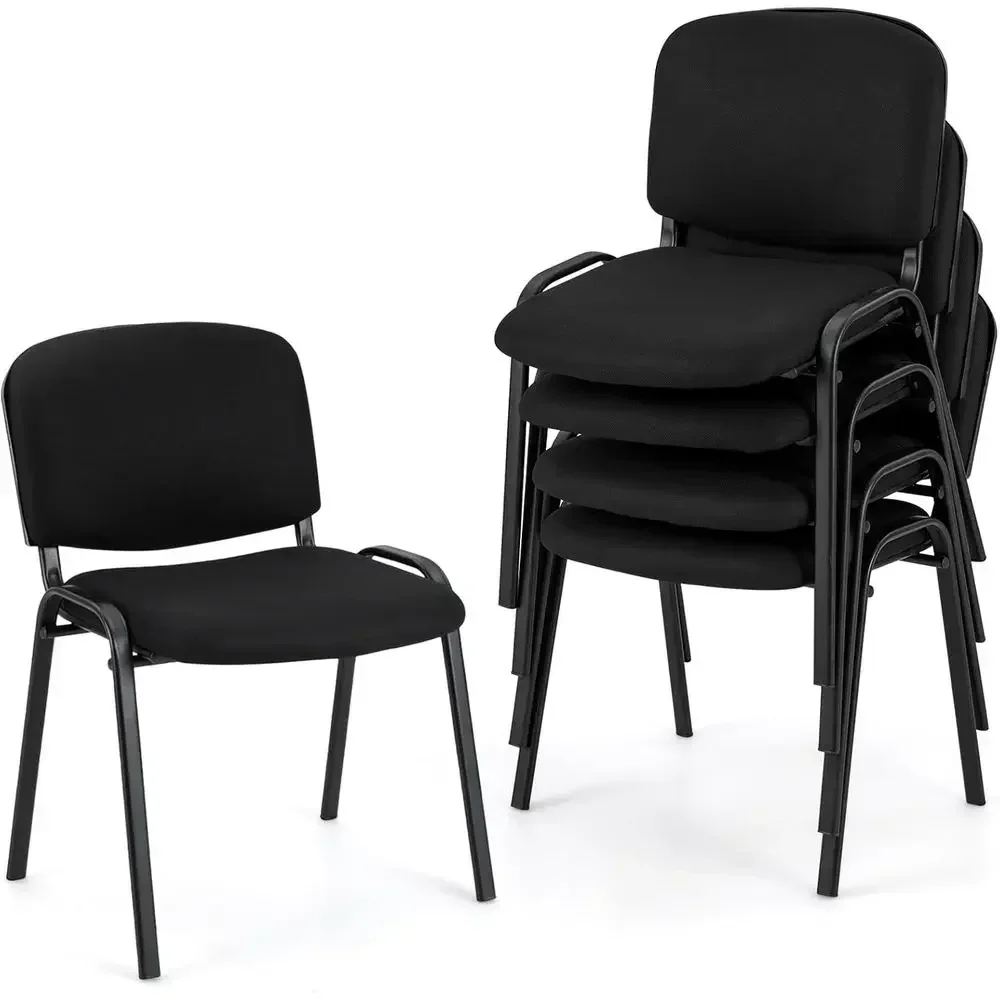 5-Piece Ergonomic Upholstered Conference Chair Set with Stackable Design for Home and Office Use