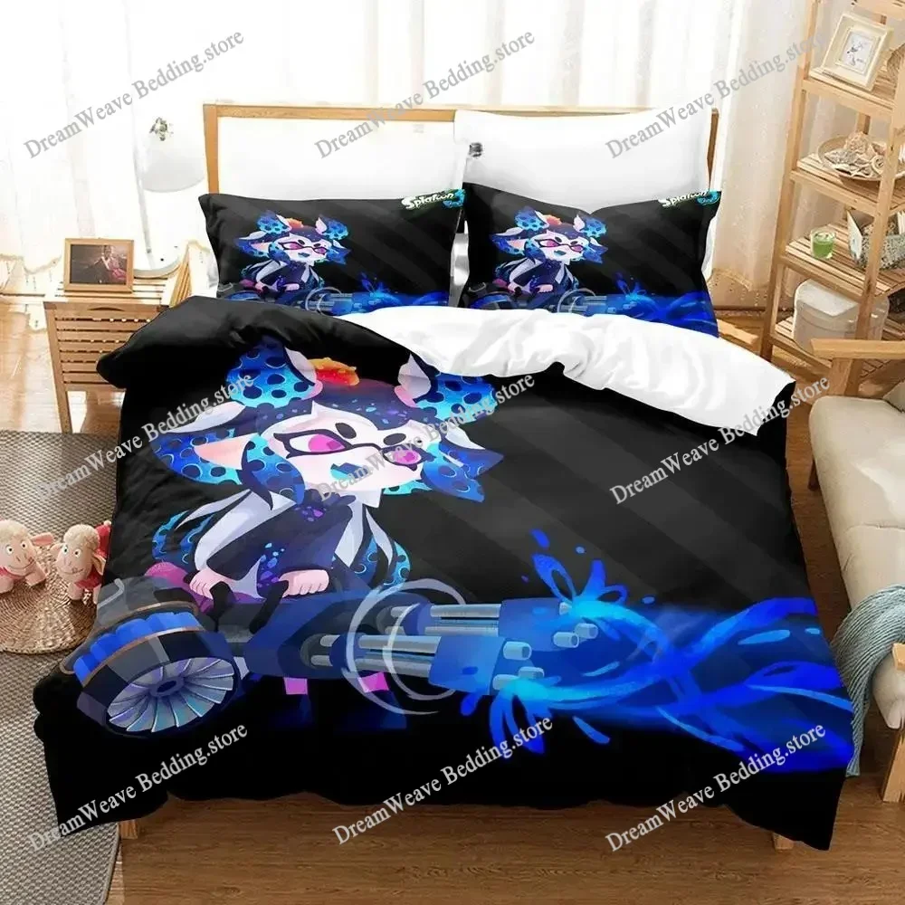 Kawaii Game Splatoon 3 Bedding Set Single Twin Full Queen King Size Bed Set Adult Kid Bedroom Duvet Cover Sets Bed Sheet Set741