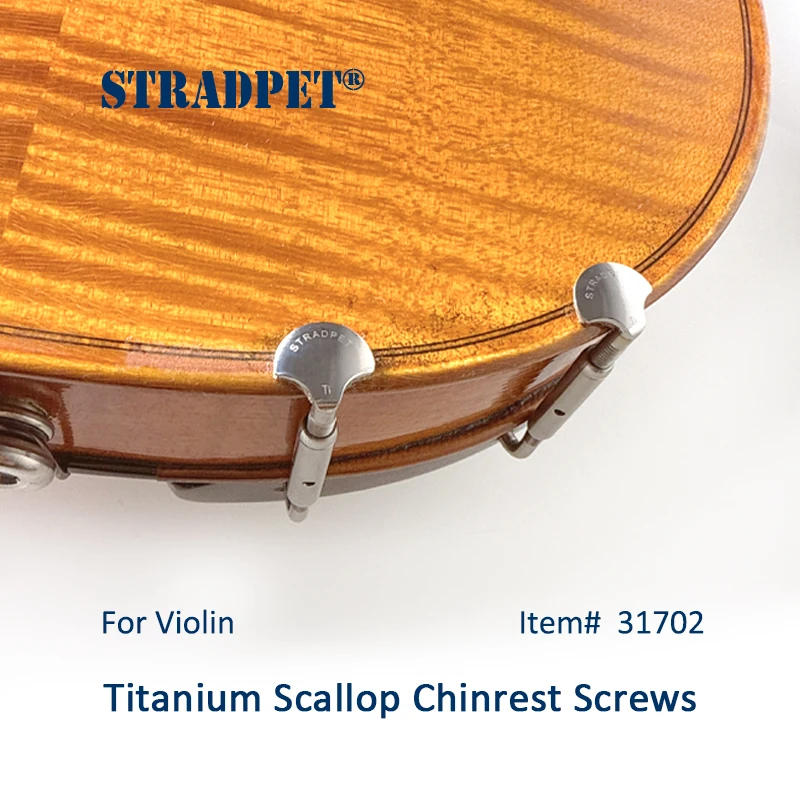 STRADPET Titanium SCALLOP/SCALLOP-Pro Chinrest Screws for Violin or Viola in Titanium Bright, Chinrest Clamps, Chinrest Brackets