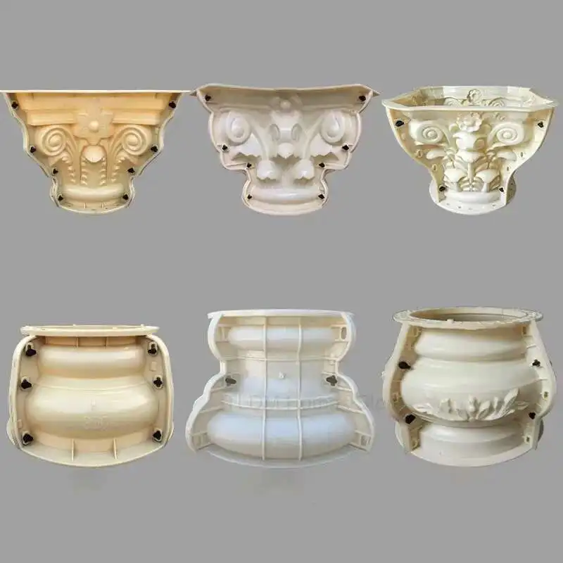 European Roman Column Head and Foot cement Mold Villa Outdoor Garden Gate Fence Thickened Concrete Column Cap and Foot Mold