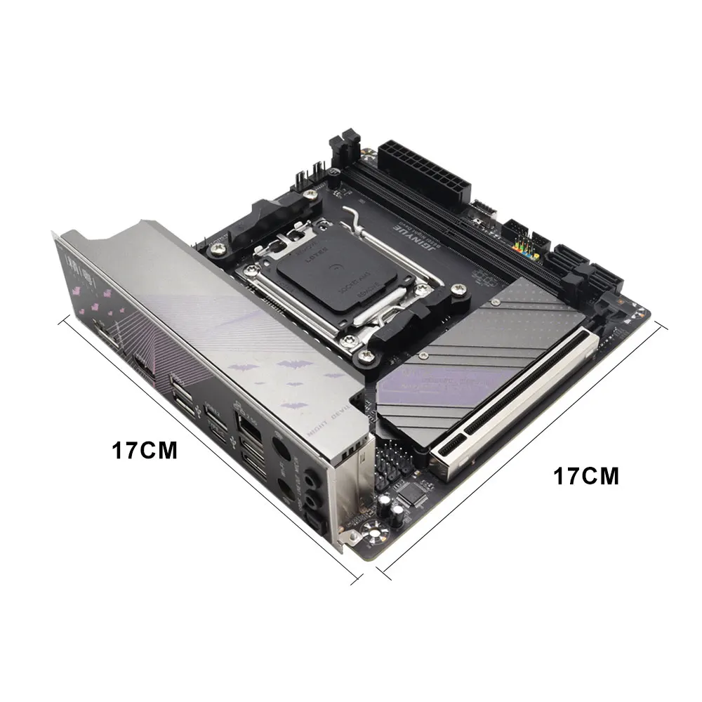 JGINYUE B650 ITX Placa-mãe DDR5 Mini AM5 Ryzen placa-mãe suporta CPU 9600X/7800X3D/7500F (interface AMD B650/AM5)